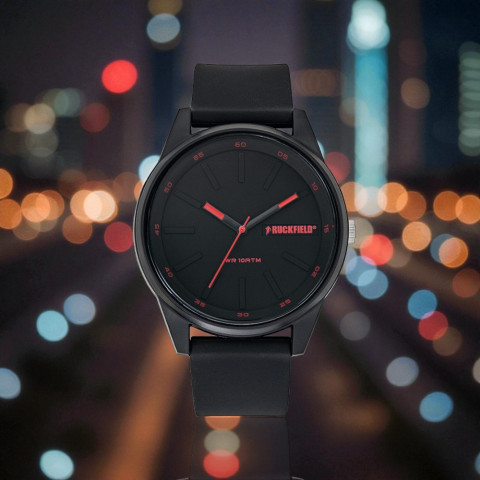 Men's watch with black silicone strap