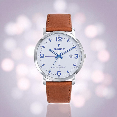 Ruckfield watch with medium brown leather strap
