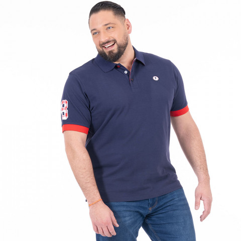 Ruckfield x Cochonou navy blue short-sleeved polo shirt