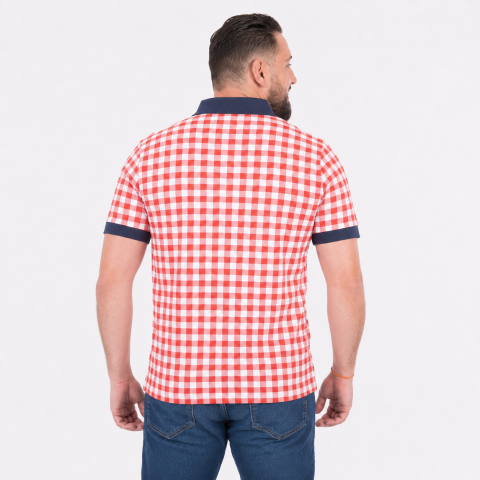 Ruckfield x Cochonou red short-sleeved polo shirt