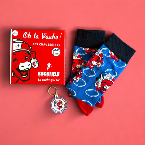 Ruckfield x Vache qui Rit medium blue socks