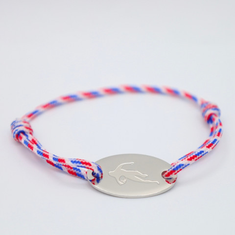 Cord bracelet Oval medallion engraved "Papa je t'aime" (Daddy I love you)