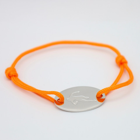 Orange cord bracelet Oval medallion engraved with "Papa Cool" logo