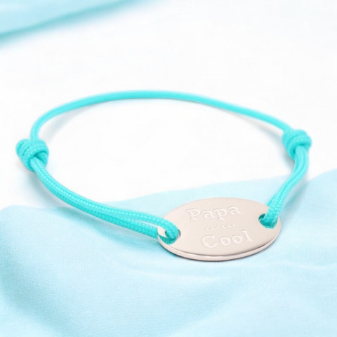 Cord bracelet Oval medallion engraved "Papa cool".
