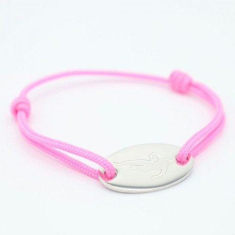 Pink bracelet to engrave oval medallion