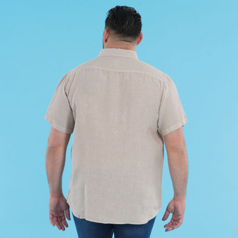 Ruckfield beige short-sleeved linen shirt