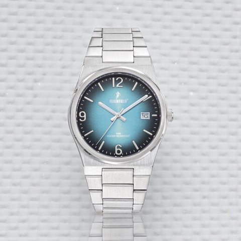 Ruckfield silver watch with blue dial 