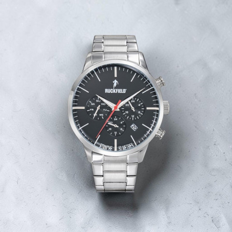 Ruckfield silver men's watch with black dial