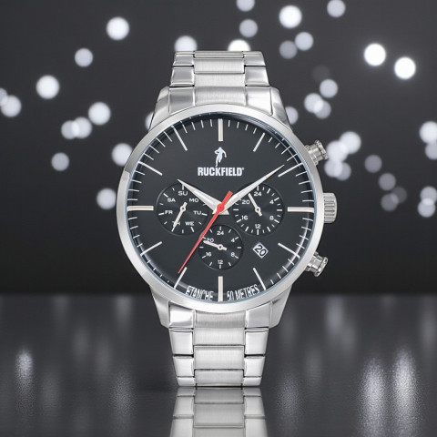 Ruckfield silver men's watch with black dial