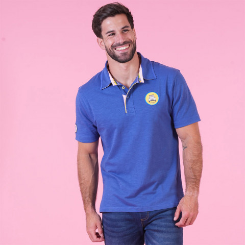 Blue short-sleeved polo shirt Ruckfield x 2CV