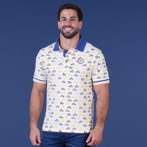 White short-sleeved polo shirt Ruckfield x 2CV