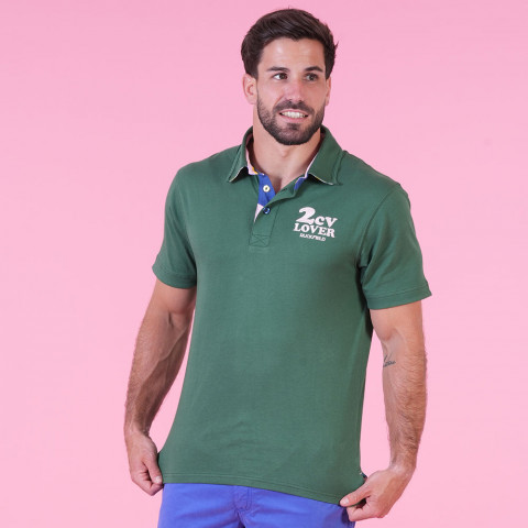 Ruckfield x 2CV forest green short-sleeved polo shirt