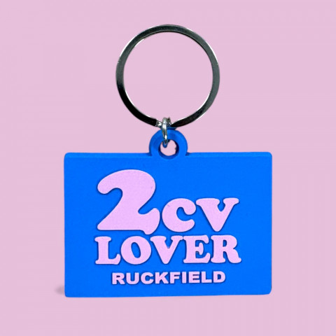 Set of Ruckfield x 2CV key rings and badges