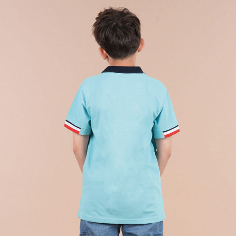 Turquoise blue short-sleeved children's polo shirt Ruckfield