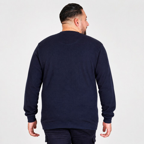 Pull léger col rond Ruckfield bleu marine - GOTS