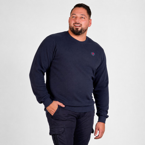 Pull léger col rond Ruckfield bleu marine - GOTS