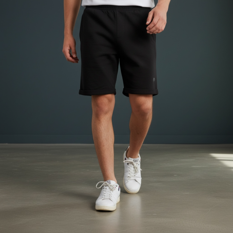 Ruckfield essential black fleece shorts