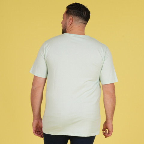 T-shirt supima col V vert d'eau à manches courtes Ruckfield