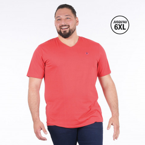 T-shirt supima col V rouge à manches courtes Ruckfield