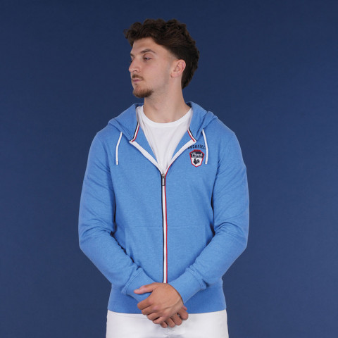 Light blue Ruckfield French Rugby Club zip-up hoodie