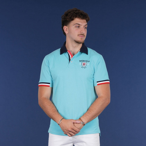 Short-sleeved polo shirt Ruckfield French Rugby Club turquoise blue