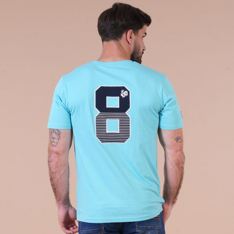 Turquoise blue Ruckfield French rugby club short-sleeved T-shirt