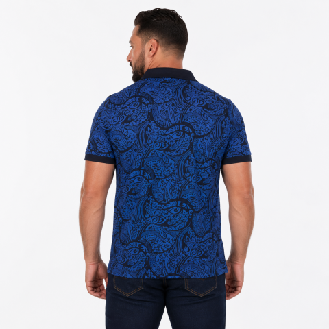 Polo MC Ruckfield Maori Rugby bleu foncé - Grande taille S à 5XL