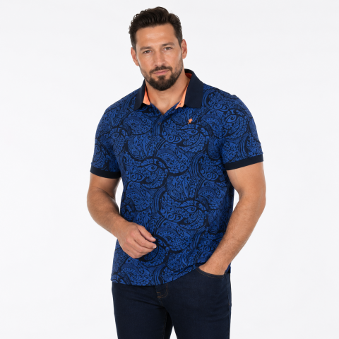 Polo MC Ruckfield Maori Rugby bleu foncé - Grande taille S à 5XL