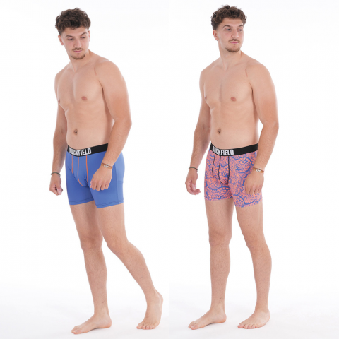 Set of 2 bright orange Ruckfield Rugby Maori boxer shorts