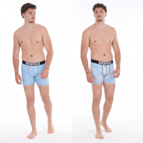 Set of 2 Ruckfield Palm Beach boxer shorts, light blue