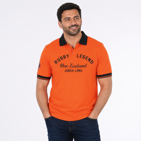 Polo MC homme Ruckfield Jonah Lomu orange - Grande Taille du S au 5XL