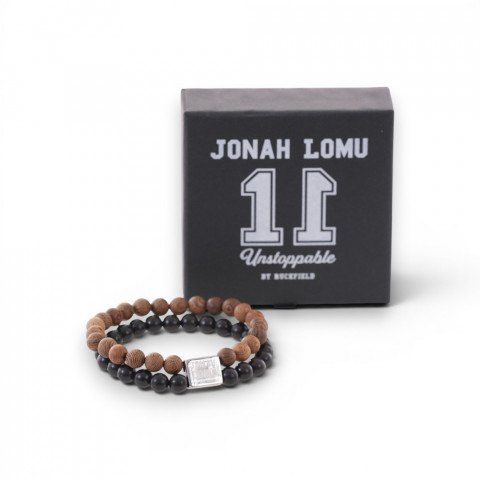 Jonah Lomu double bracelet black pearls & wood