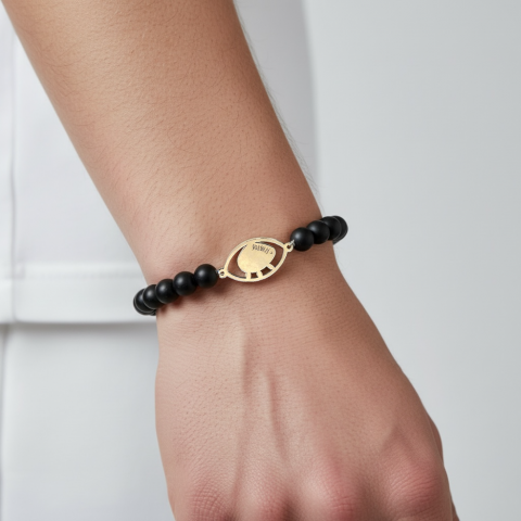 Ruckfield x Stratos black agate bead bracelet