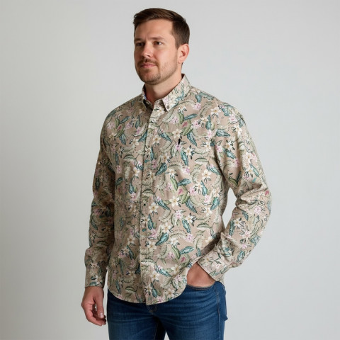 Chemise Ruckfield en voile de coton à manches longues beige