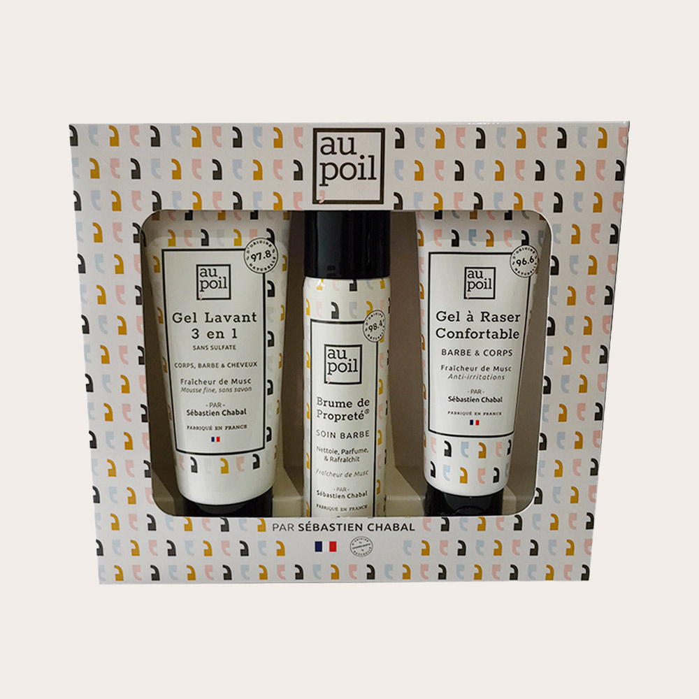 Coffret gel lavant, brume et gel à raser
