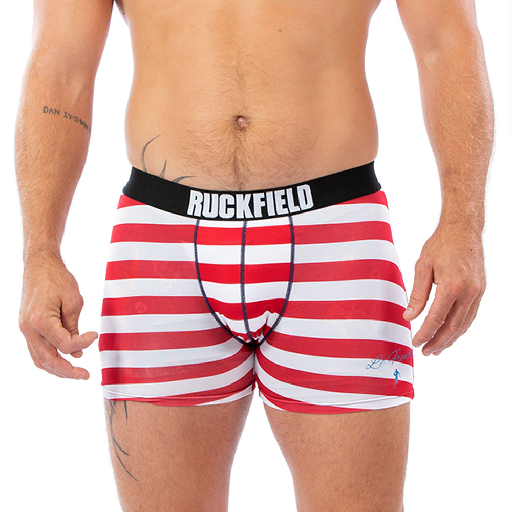 Boxer rugby marinière rouge