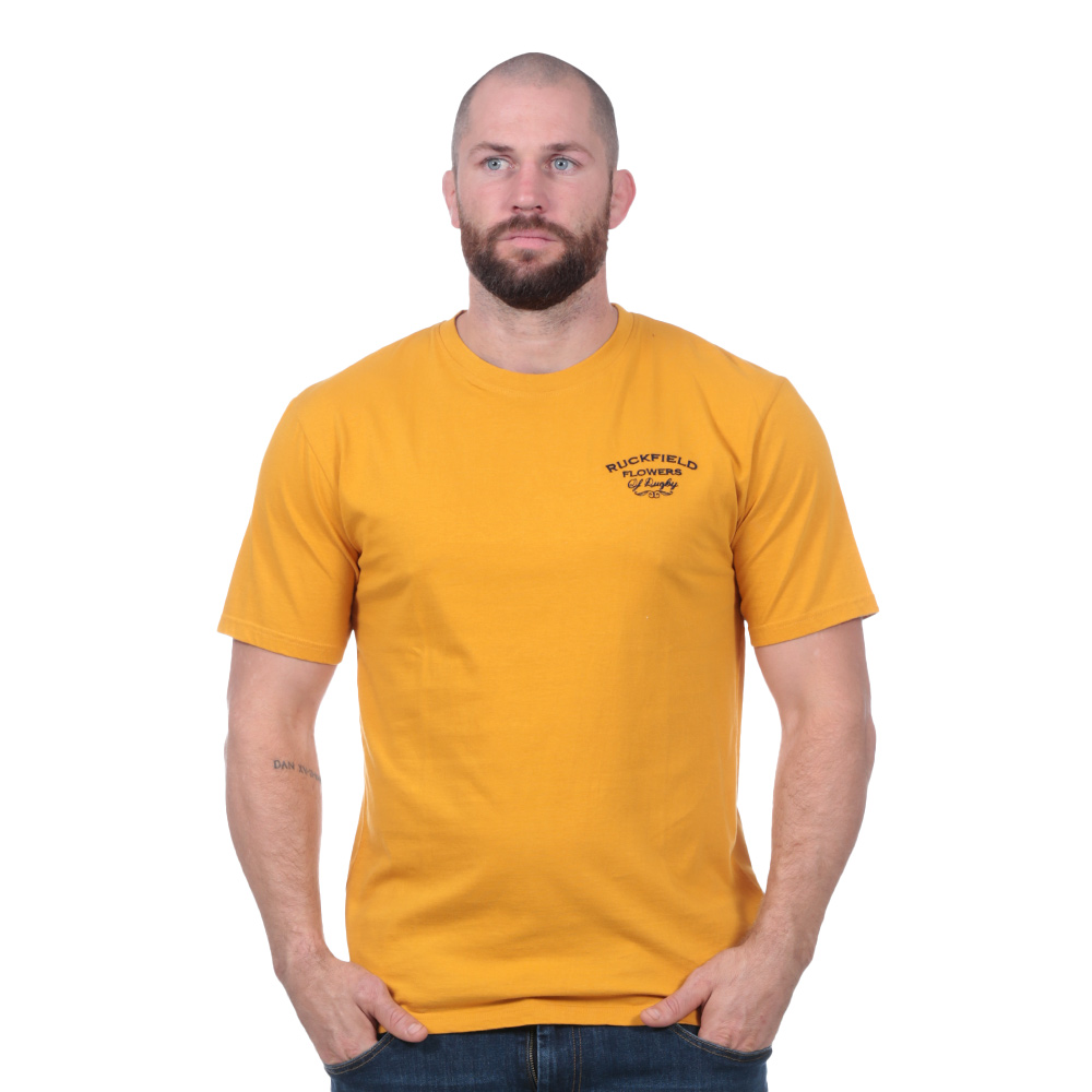 Tee-shirt flowers of rugby moutarde