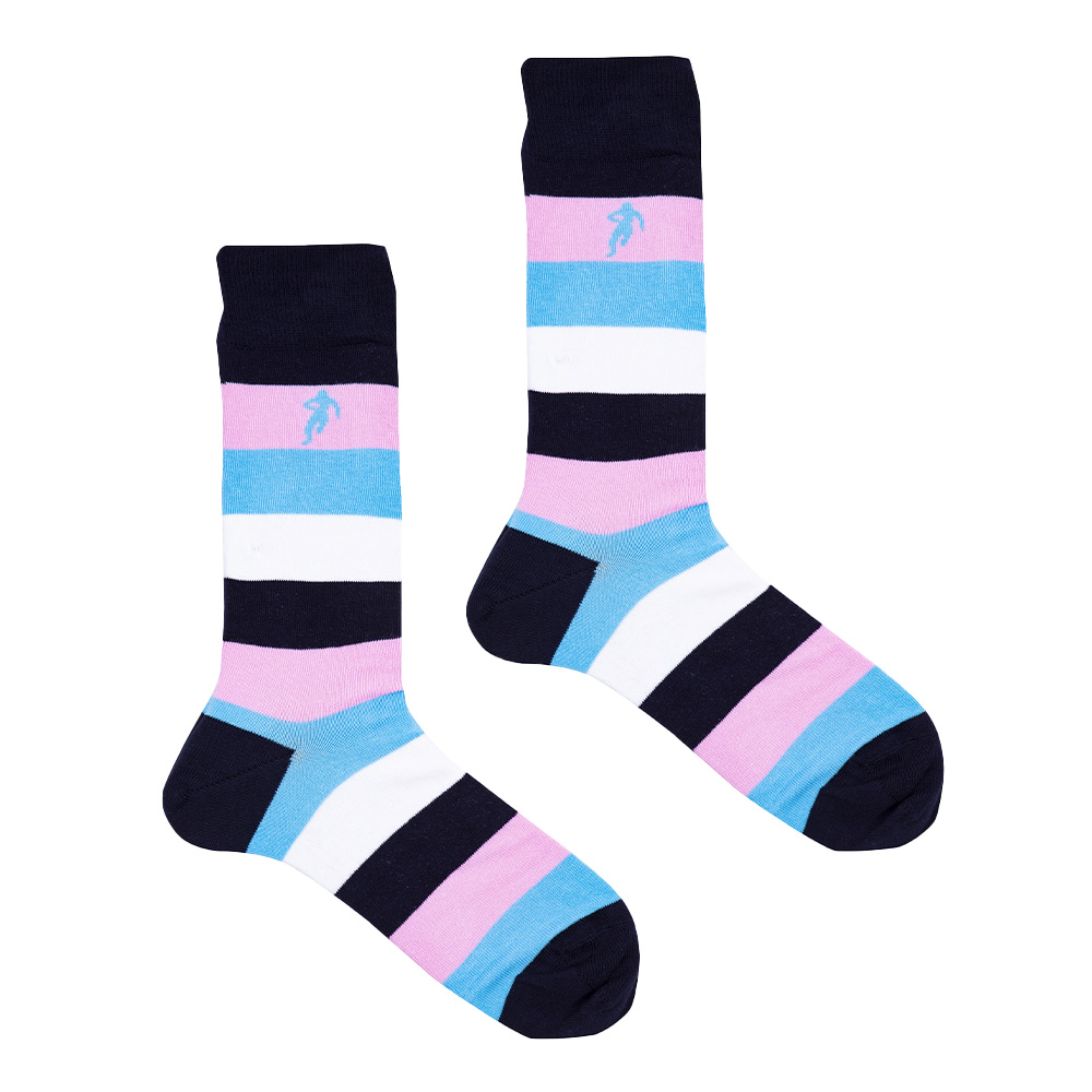 Chaussettes à grosses rayures turquoises