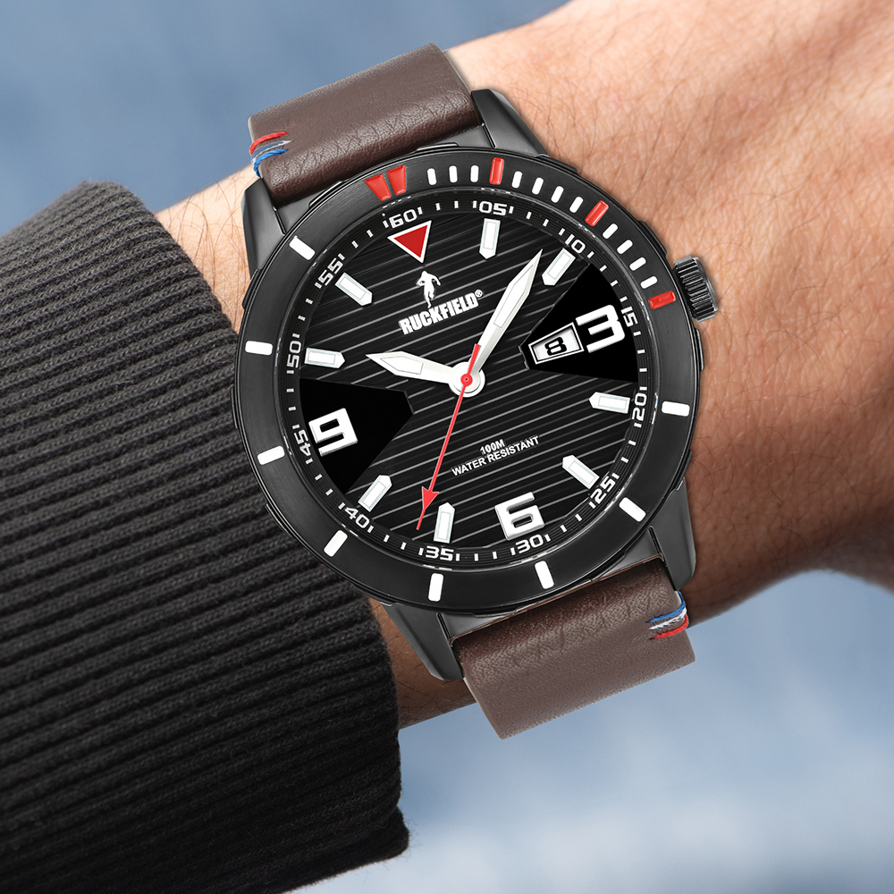 Montre Ruckfield bracelet cuir brun
