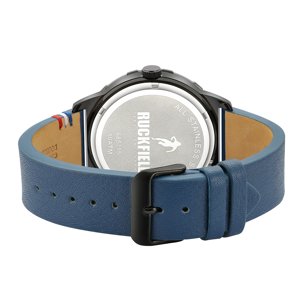 Montre Ruckfield bracelet cuir bleu