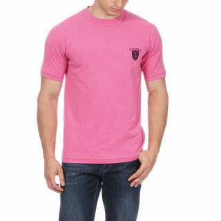 T-shirt en coton jersey rose avec logo brodé sur poche poitrine.