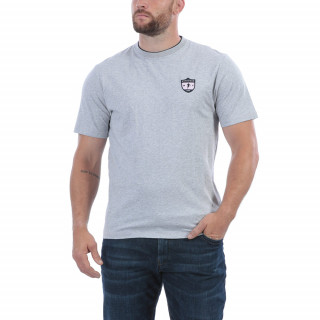 T-shirt manches courtes en coton gris. Broderies poitrine et dos.