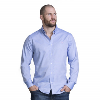 Chemise à manches longues en coton bleu avec logo brodé. Disponible du S au 5XL
