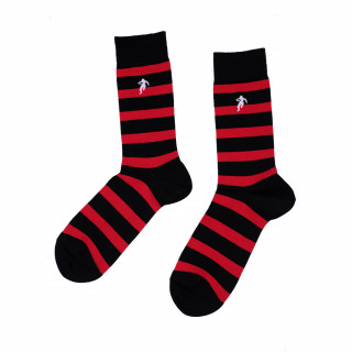 Chaussettes rayées rouge et noir, disponible en 39/42, 43/46, 47/50