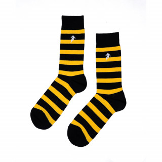 Chaussettes rayées noir et jaune, disponible en 39/42, 43/46, 47/50