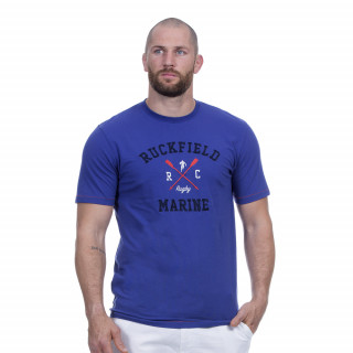 Tee-shirt manches courtes bleu avec broderie Rugby marine