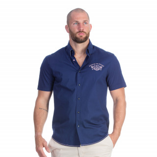 Chemise manches courtes bleu marine avec broderies Maison de rugby
