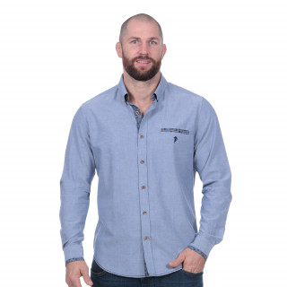 Chemise chambray bleue flowers of rugby manches longues