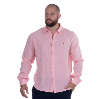 Chemise 100% Lin manches longues rose clair