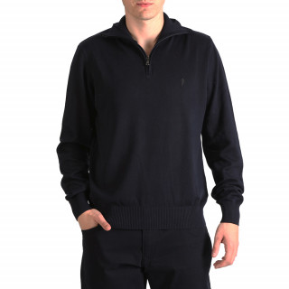 Navy blue jumper with a zip-up collar 100% cotton available in sizes S to 5XL